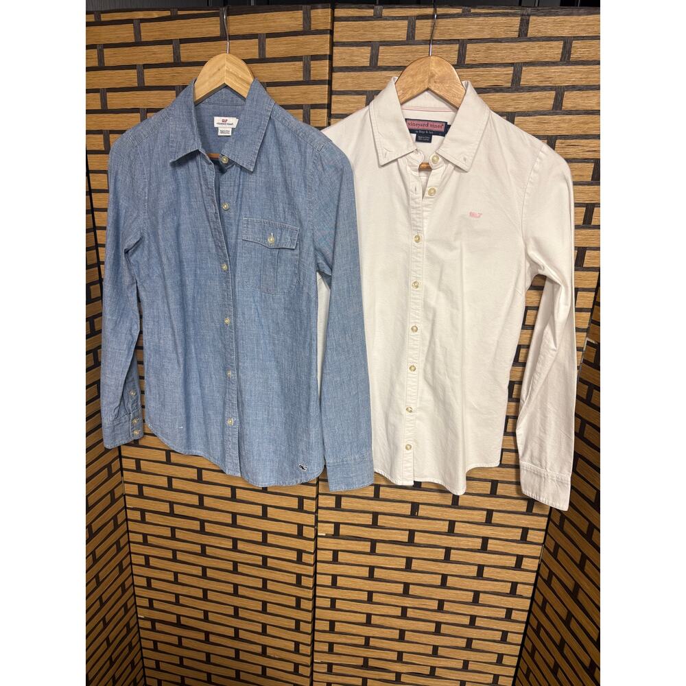 Vineyard Vines Chambray And White‎ Button Down Shirts Size 0